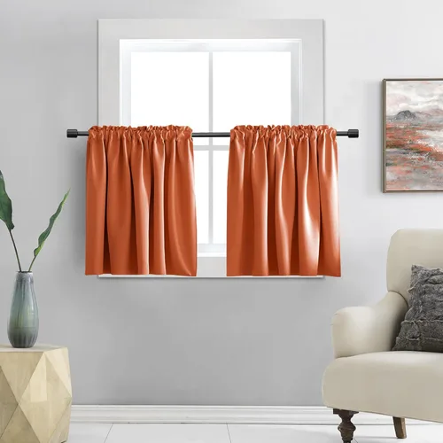 Vista 22 de DONREN Cortinas de 30 pulgadas de largo - 2 paneles blackout con aislamiento térmico, cortinas pequeñas para baño con bolsillo para varilla