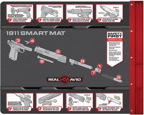 Vista 11 de Real Avid Alfombrillas de limpieza inteligentes para pistolas, resistentes al aceite, 19 x 16 pulgadas, con bandeja de piezas magnéticas y guías