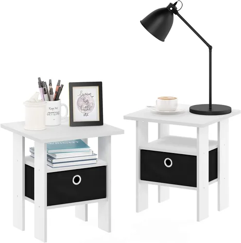 Vista 11 de Mesa de noche con cajón Furinno, Madera, Marrón oscuro/Negro