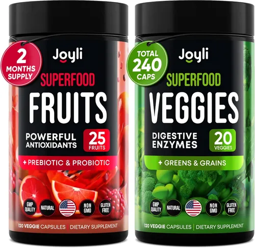 Suplemento de frutas y verduras – Suplemento alto en fibra para inmunidad, intestino y energía – Super Rojos y Super Greens Suplementos con raíz de