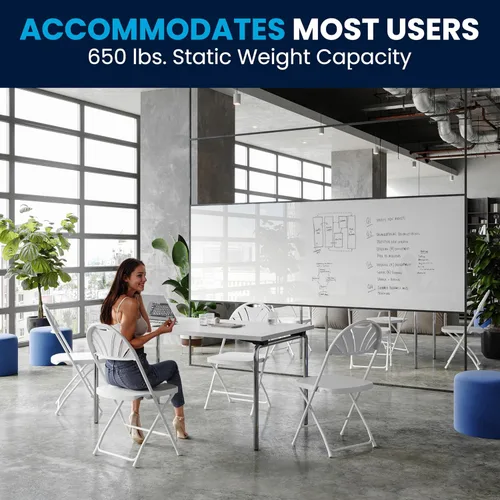 Vista 11 de Flash Furniture HERCULES Series - Silla plegable con respaldo de plástico blanco de 650 libras