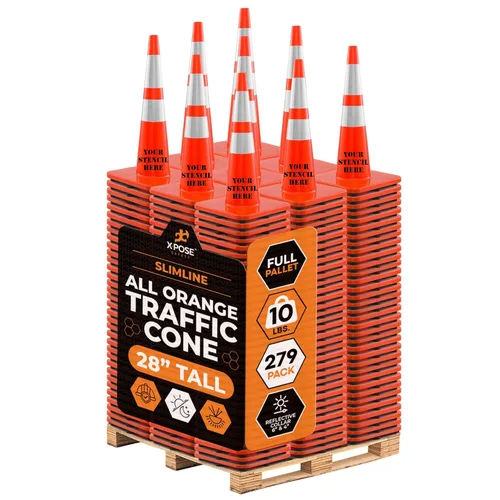 Vista 69 de Xpose Safety Conos de tráfico naranjas de 28 pulgadas con collares de 6 y 4 pulgadas, 1 paquete – Cono de seguridad de plástico PVC multiusos