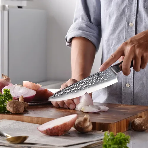 Vista 6 de GOND 8 Inch Chef Kitchen Knife High Carbon Stainless Steel Cooking Tool Slicing Knives Cutting Meat Vegetable Kitchen Knives Sharp Chefs Steak