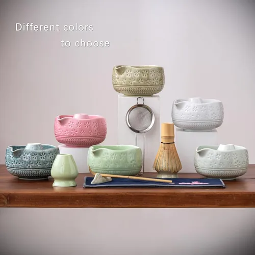 Vista 8 de Buucup Juego de batidor de matcha, kit de matcha de cerámica que incluye cuenco matcha, batidor y soporte, cuchara de bambú, soporte para cucharada