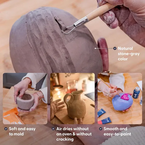 Vista 3 de Sculpd Arcilla seca al aire – Arcilla para esculpir y modelar de alta calidad para artes y manualidades – Arcilla suave autoendurecible