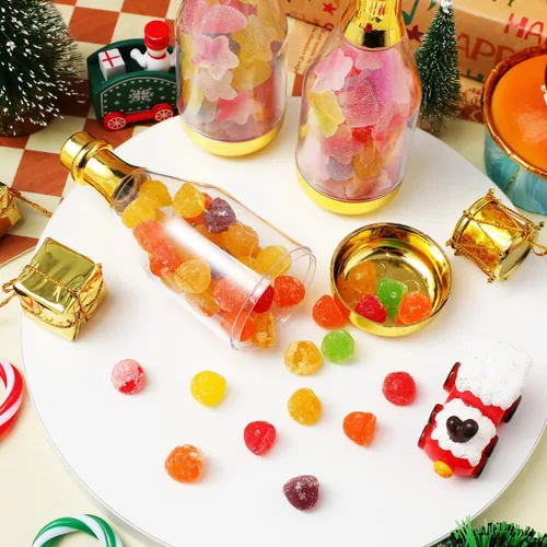 Vista 2 de Ciieeo Caja de dulces de boda, contenedor de recuerdo de fiesta, 4.52 x 1.57 x 1.57 pulgadas, mini botellas de plástico transparente para dulces