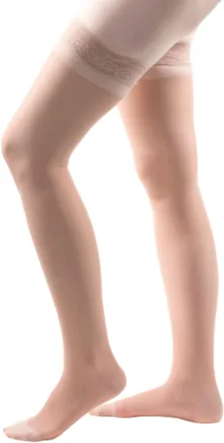 Vista 6 de Allegro Essential 4 - Manguera de compresión transparente de 15-20 mmHg, cómoda, alta hasta el muslo, medias de apoyo para mujer