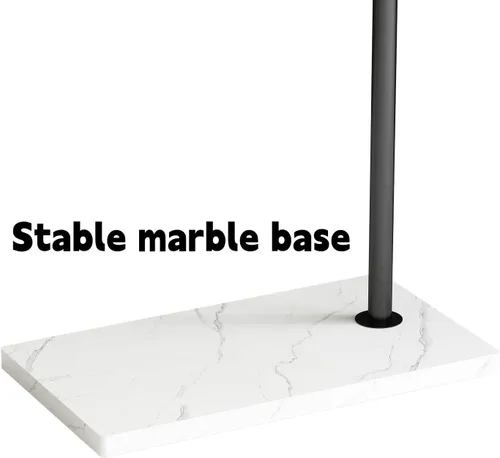 Vista 26 de Percheros de metal dorado, perchero de pie con base pesada, moderno árbol de abrigo con barra transversal y 3 ganchos, percheros de entrada