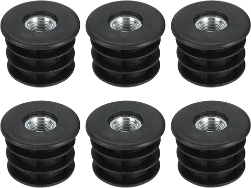 Vista 12 de Uxcell 4 piezas de insertos roscados M8 para tubo redondo de 0.748 in/0.75 pulgadas, insertos de plástico negro para tapas de extremos de silla
