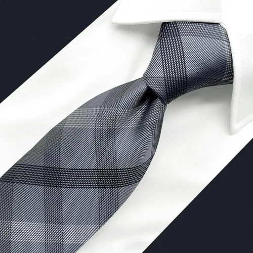 Vista 3 de S&W SHLAX&WING Corbatas para hombre, corbata gris a cuadros extra largas