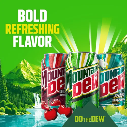 Vista 7 de Mountain Dew Soda, paquete variado Baja Blast de 2 sabores (Baja Blast, Original Dew), latas de 12 onzas líquidas (paquete de 18)