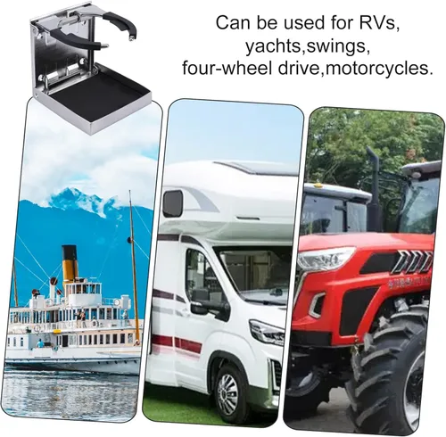 Vista 8 de 2 piezas Portavasos para barco, soporte ajustable de acero inoxidable para tazas, botellas y bebidas, portavasos plegables para barco marino, barco