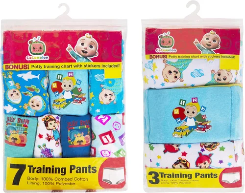Vista 4 de CoComelon Pantalones de entrenamiento unisex para niños pequeños exclusivos de Yaxa con calcomanías y tabla de seguimiento de éxito