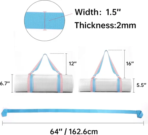 Vista 3 de Paquete de 2 correas para esterilla de yoga para llevar, soporte para esterilla de yoga, arnés ajustable para esterilla de yoga