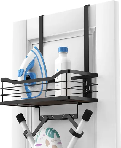 Vista 2 de Soporte de pared para tabla de planchar – Organización de lavandería y tabla de planchar, plancha y almacenamiento con gran almacenamiento de base