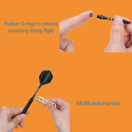 Vista 3 de Juego de 12 dardos de punta suave de 0.63oz, punta de plástico de dardos con ejes de aluminio, 50 juntas tóricas de goma adicionales, 50 puntas, 6