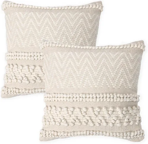 REDEARTH · Fundas de Cojines Decorativos con Mechones - Fundas Decorativas Tejidas con Textura Boho para Sofá, Cama, Casa de Campo, Silla, Patio,