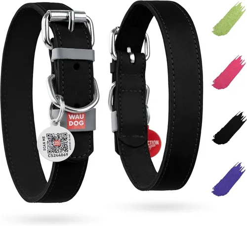 Vista 16 de WAUDOG Collar de cuero de larga duración para perros grandes, medianos y pequeños – Collares clásicos ajustables para cachorros de raza grande