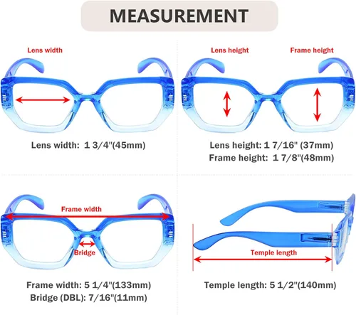 Vista 3 de Eyekepper Gafas de lectura de marco grande para mujeres - lectores de moda - Azul +0.50