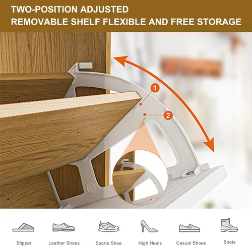 Vista 5 de Vibe & Dine Shoe Storage Cabinet for Entryway Slim, Narrow Shoe Cabinet with 3 Flip Drawers and Adjustable Shelves, FreeStanding Shoe Organizer