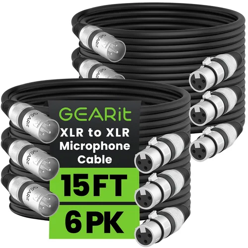 Vista 19 de GEARit XLR - Cable de micrófono macho a hembra (1 pie, paquete de 2) mezclador blindado equilibrado de 3 pines, estudio de grabación, podcast