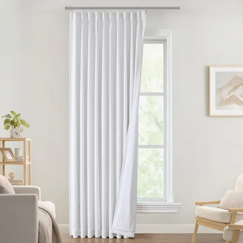 Vista 40 de Vision Home Cortinas marrones con pliegues pinzados, opacas completas, cortinas de ventana de lino mezclado para oscurecer la habitación, cortinas