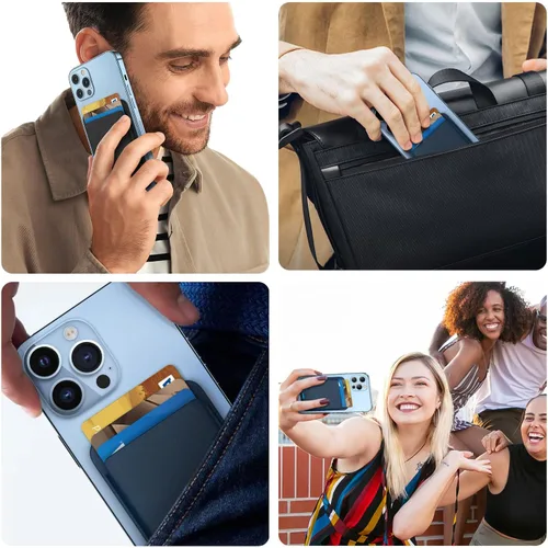 Vista 7 de Cartera magnética iLodn compatible con MagSafe para iPhone 17 16 15 14 13 12 Pro Max Air Plus, tarjetero Mag 3 Safe adhesivo para accesorios