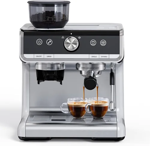 Vista 13 de Garvee Máquina de café expreso con molinillo, cafetera profesional de 20 bar con espumador de leche, varita de vapor para capuchino, latte