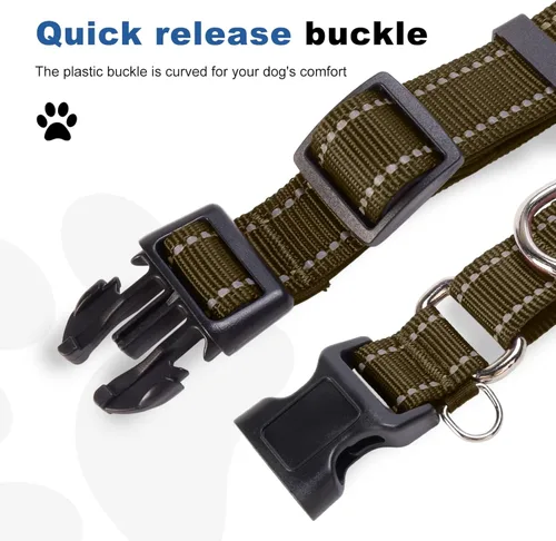 Vista 6 de Collares de perro Martingale reflectantes. Collar de perro con hebilla de liberación rápida. Collar de mascota de nylon ajustable, suave, acolchado