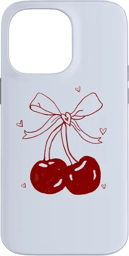 Vista 21 de iPhone 16 Cherri tie azul bebé cereza arco caso