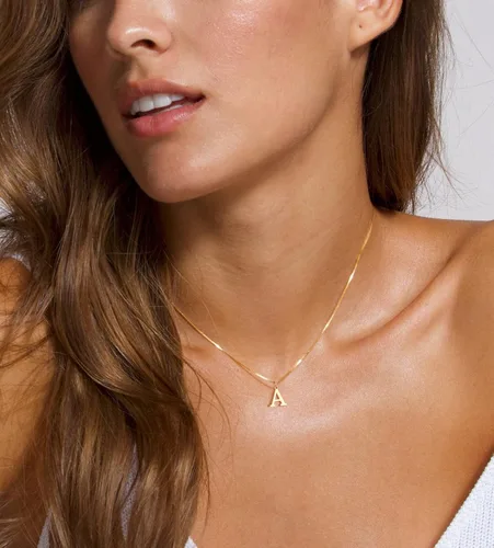 Vista 2 de Foxgirl Collares de oro con inicial para mujer, delicado collar de letra dorada pequeña de la A a la Z, collar de gargantilla con dije de moda lindo