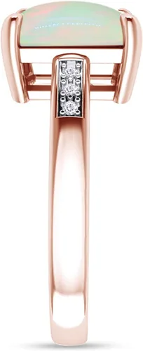 Vista 3 de Anillo de compromiso de oro de 14 quilates sobre plata de ley con piedras preciosas de ópalo blanco natural de corte princesa de 0.315 in y diamante
