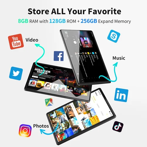 Vista 2 de SGIN Tablet Android 12, 8 GB de RAM 128 GB ROM 10 pulgadas Tablets computadora con 1200 * 800 HD IPS, procesador Octa-Core 2.0Ghz procesador