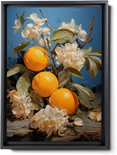 Harvest print Textured Wall Art Square Canvas Art Vibrant Orange Fruit print Living Room Wall Decor Nature Inspired Wall Decor