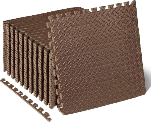 Vista 26 de ProsourceFit - Tapete de ejercicio tipo rompecabezas de ½ pulgada, losetas de espuma EVA entrelazadas para gimnasio en casa, para niños, crema, 24 x