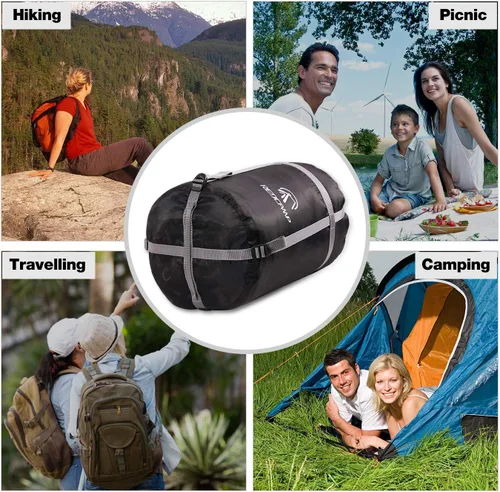 Vista 5 de REDCAMP Saco de compresión para saco de dormir, Negro M, L, XL y XXL, ideal para mochileros y camping