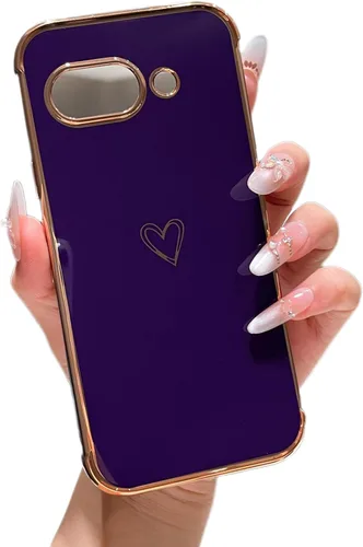 Vista 65 de ZTOFERA Funda diseñada para Google Pixel 7a, bonito diseño de corazones de amor con borde chapado y protección de lente de cámara, para Google Pixel