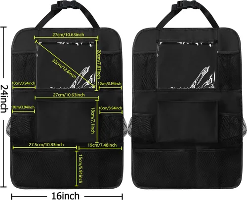 Vista 5 de 2 Pack Car Seat Organizer Backseat for Your Car, SUV, Minivan, Truck Seats, Kick Mats Back Seat Protector with Touch Screen Tablet Holder for Kids