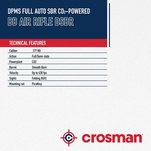 Vista 7 de DPMS Pistola de aire BB SBR completamente automática con CO2 con capacidad de doble acción