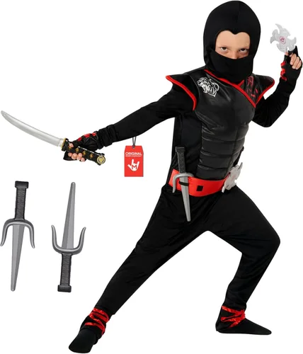 Morph Deluxe Boys Ninja Costume With Ninjas Toy Accessories, Kids Ninja Costumes, Boy Halloween Costume