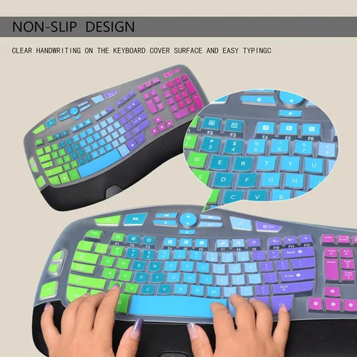 Vista 6 de Logitech K350 MK550 MK570 MK570 - Funda protectora de teclado de silicona colorida para teclado ergonómico Logitech K350 MK550 MK570, accesorios