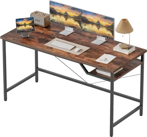 Vista 31 de Mericonia Escritorio para computadora, escritorio de juegos para espacios pequeños, mesa de estilo moderno y simple para oficina en casa, mesa