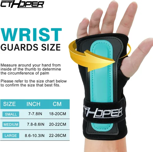 Vista 2 de Protector de muñeca para snowboard, esquí, patinaje, patinaje, muñequera deportiva (1 par)