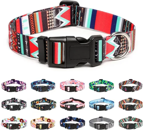 Vista 45 de Mercano - Collar ajustable para perro, patrones de diseño especial, collar de nailon suave cómodo y duradero para perros pequeños, medianos