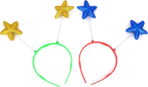 Vista 5 de Skeleteen Diadema con cabeza de antena con purpurina - Diademas novedosas con formas de arco iris - 12 piezas