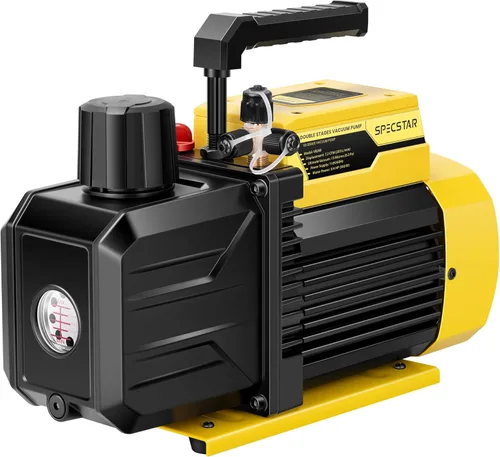 Vista 11 de SPECSTAR Bomba de vacío de aire HVAC de paletas rotativas de doble etapa de 110V 9.6 CFM 1 HP para sistemas R12 R22 R134a R410a con botella de aceite
