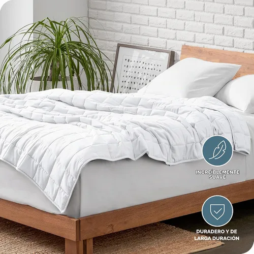 Vista 5 de Bare Home Manta con peso tamaño Twin o Full 7 libras (40" x 60") - Totalmente natural 100% algodón - Manta pesada premium con cuentas de vidrio