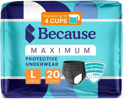 Vista 10 de Because Discreet Maximum Adult Incontinence & posparto ropa interior para mujer, alta absorción, desechable, absorbe hasta 4 tazas, beige