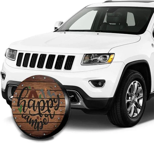 Vista 4 de Cubierta de neumático de madera recuperada portátil universal para rueda de repuesto para remolque, RV, SUV, camión, accesorios de remolque