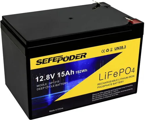 Vista 9 de SEFEPODER Batería de Litio LiFePO4 de Ciclo Profundo de 12V 8Ah, Batería Recargable de Más de 2000 Ciclos para Energía Solar/Eólica, Iluminación